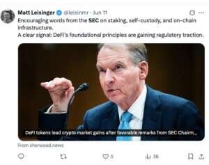 SEC makes good remarks on DeFI tokens and on-chain infrastructure.