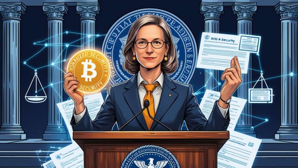 Hester Peirce says tokenized securities remain securities.
